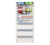 RSE Boîte à fusibles câblée encastrée pour mur creux avec répartiteur de vide Hager, montage en saillie 5 rangées VA60CN, 1 FI 4 broches + 1 3 broches + 5 LS B16A 1 pôle, avec protection contre les