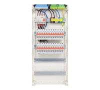 RSE Boîte à fusibles câblée encastrée pour mur creux avec répartiteur de vide Hager, montage en saillie 5 rangées VA60CN, 1 FI 4 broches + 24 LS B16A, sans protection contre les surtensions