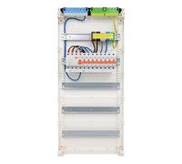 RSE Boîte à fusibles câblée encastrée pour mur creux avec répartiteur de vide Hager, montage en saillie 5 rangées VA60CN, 1 FI 4 broches + 8 LS B16A, sans protection contre les surtensions