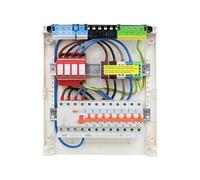 RSE Boîte à fusibles câblée encastrée pour mur creux avec répartiteur de vide Hager, montage en saillie 2 rangées VA24CN, 1 FI 4 broches + 8 LS B16A, avec protection contre les surtensions