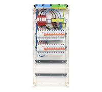 RSE Boîte à fusibles câblée encastrée pour mur creux avec répartiteur de vide Hager, montage en saillie, 5 rangées VA60CN, 2 FI 4 broches + 16 LS B16A, avec protection contre les surtensions