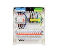RSE Boîte à fusibles câblée encastrée pour mur creux avec répartiteur de vide Hager, montage en saillie 2 rangées VA24CN, 1 FI 4 broches. + 1 x 3 broches + 9 x LS B16A 1 pôle, sans protection contre