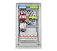 RSE Boîte à fusibles câblée encastrée pour mur creux avec répartiteur de vide Hager, paroi creuse 3 rangées VH36NC, 1 FI 4 broches + 12 LS B16A, avec protection contre les surtensions