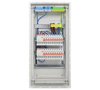 RSE Boîte à fusibles câblée encastrée pour mur creux avec répartiteur de vide Hager, paroi creuse 4 rangées VH48NC, 2 x FI 4 broches + 16 x LS B16A, sans protection contre les surtensions