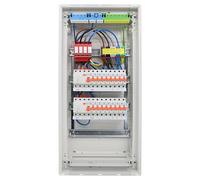 RSE Boîte à fusibles câblée encastrée pour mur creux avec répartiteur de vide Hager, paroi creuse 4 rangées VH48NC, 2 x FI 4 broches + 16 x LS B16A, avec protection contre les surtensions