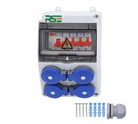 RSE Diviseur de courant de construction, diviseur mural entièrement câblé, 230 V, avec prise avec compteur, IP65, 5. 4 x 230 V avec LS + FI