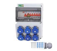 RSE Répartiteur de courant mural, entièrement câblé à 230 V, adapté à la prise avec compteur IP65, 11. 6 x 230 V LS + FI 3P