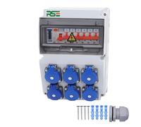 RSE Répartiteur de courant mural, entièrement câblé à 230 V, adapté à la prise avec compteur IP65, 9. 6 x 230 V avec LS + FI + compteur