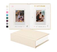 Rseozr Instax Mini album photo avec espace d'écriture, album photo Polaroid en lin à couverture rigide, 28 pochettes pour photos de 5 x 7,6 cm, album Polaroid pour appareil photo instantané Fujifilm