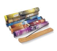 Rseuphiee 120 Pièces Encens Naturel Aromathérapie, 6 Boîtes de 6 Parfums, Encens Ambre Musc, Lavande, Forêt Tropicale, Noix de Coco, Océan, Vanille, avec Support de Bâtons d'Encens