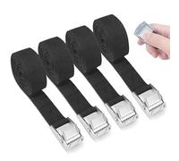 Rseuphiee 4 pièces 3M Sangles d'Arrimage, Sangle à Cliquet avec Boucle de Serrage, Sangle de Serrage Charge, Sangles de Réglable Tension, Sangle Arrimage Conviennent pour Bagages, Voiture(Noir)