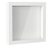 Rseuphiee Cadre 3D Profond, 20x20 cm Photo 3D à Remplir, Profondeur 3 cm, Cadre Photo en Bois, Blanc Cadre Carré, Cadre Profond avec Vitre, pour Objet pour Photos, Ouvrages d'art Souvenirs
