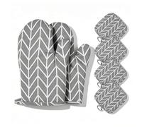 Rseuphiee Gants de Four, Résistant à la Chaleur Gant Four en Coton | 1 Paire Gant Cuisine Coton avec 4 Maniques Cuisine, Antidérapant Gants de Cuisson, pour Cuisine, Cuisson, Pâtisserie Grillage