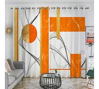 RSFGOTP Rideau Occultant 3D Impression Rideaux Salon Moderne Thermique Isolant Anti Froid Polyester, Rideaux De Fenêtre Lignes Orange De Mode pour Chambre Cuisine Décoration 2X(140Lx250H) cm