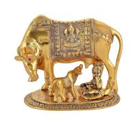 RSGM Statue de vache et de veau Kamdhenu en métal avec Bal Gopal | Idole Gau MATA Bachda avec bébé Krishna pour la chance | Cadeau, article de décoration d'intérieur, Vastu, religieux