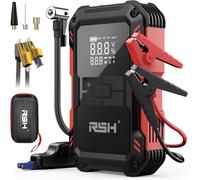 RSH Booster Batterie Voiture 4-en-1, 4000 A, Compresseur 150 PSI | Booster 4-en-1 avec démarrage 4000 A, compresseur 150 PSI, batterie externe 10000 mAh et lampe LED.