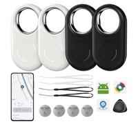 RSH Traceur Localisateur D’Objets Bluetooth, Compatible Android/Google Localiser Mon Appareil, Étanche IP67, Batterie Longue Durée, Signal Sonore, Mode Perdu, Compact et Sécurisé, 4-Pack（Noir+Blanc）