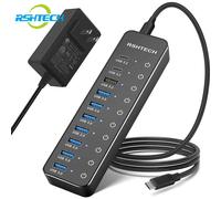 RSHTacétone-airies USB Type-C, 60W, 10Gbps, 10 Ports de Transfert de Données, Commutateurs Tactiles Individuels, Mathiateur Hybride pour Ordinateur Portable et PC UK Plug Adapter