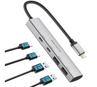 RSHTECH USB C Hub 10Gbps, Hub USB 3.1/3.2 Gen 2 à 4 Ports avec 2 Ports Données USB-C et 2 Ports USB-A, Répartiteur USB C Portable Aluminium pour MacBook Pro et Autres Périphériques Type C, (RX05)