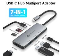RSHTECH USB C Hub hdmi 4k 120hz 8K HDMI 10Gbps vitesse de transfert de données 100W alimentation avec lecteur SD/TF Station d'accueil USB-C