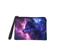 Rshubino Mini portefeuille pour femme avec dragonne, clés, cartes de crédit pour voyage, shopping, loup, Tendance