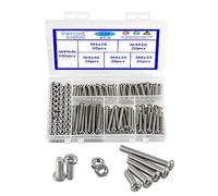 Rshuhx 200PCS M4 Boulons et écrous en Acier Inoxydable 304 Croix Tête Pan Mécanique Boulon Vis a Tete Ronde Vis et d'écrous à Tête Cylindrique et Fixations Vis à Métaux Assortiment Kit