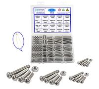 Rshuhx 320PCS M3 M4 M5 M6 Boulons et écrous en Acier Inoxydable 304 Croix Tête Pan Mécanique Boulon Vis a Tete Ronde Vis et d'écrous à Tête Cylindrique et Fixations Vis à Métaux Assortiment Kit