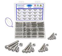 Rshuhx 320pcs M3 M4 M5 M6 Jeu de Vis et écrous Vis à Tête Hexagonale Boulon et écrous Acier Inoxydable 304 Vis Six Pans Creux Vis Tete Cylindrique pour Moto Auto Voitures Mécaniques Pièces de Vélo