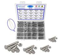 Rshuhx 320pcs M3 M4 M5 M6 Vis à Tête Hexagonale Boulons et écrous Acier Inoxydable 304 Boulon à Tête Hexagonale Entièrement Vis Filetée Machines Boulons à Six Pans