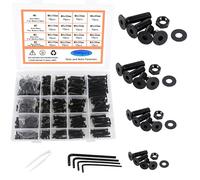 Rshuhx Boulon et Écrous M3 M4 M5 M6 boulon et écrous Vis à Tête Hexagonale Plate Pans Creux 500pcs Kit de Combinaison avec 4 Clé