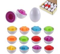 Rshuhx Jouets D'œufs de Jouet Montessori pour Enfants œufs Assortis Reconnaissance Formes et Couleurs Jouet Éducatif Montessori pour Journée des Enfants/Fête d'anniversaire (Forme 12pcs)