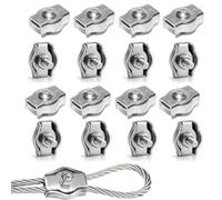 Rshuhx M4 Serre Cable Acier 304 Acier inoxydable Simplex Clips Pince de Métallique Serre Corde Convient pour Suspendre des Voiles d'ombrage Lampes Patio Corde à linge 16pcs