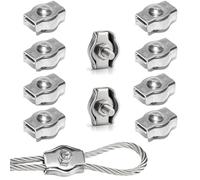 Rshuhx M6 Serre Cable Acier 304 Acier inoxydable Simplex Clips Pince de Métallique Serre Corde Convient pour Suspendre des Voiles d'ombrage Lampes Patio Corde à linge 10pcs