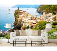 rskjdghshd Magnifique papier peint 3D représentant un paysage de mer et de pont en bois pour la décoration du salon, du café et du restaurant, 430x300cm