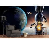 rskjdghshd Magnifique papier peint 3D représentant une planète verte, décoration de salon, peinture murale pour café, restaurant, 200 x 140 cm