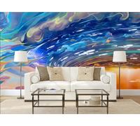 rskjdghshd Magnifique papier peint ciel étoilé peint à la main pour la décoration du salon, du café et du restaurant, 3D, 350x245cm