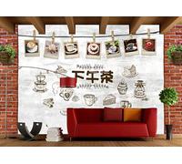 rskjdghshd Mur de briques peint à la main, décoration de magasin de gâteaux de thé de l'après-midi, peinture murale de restaurant de café, 3D, 400x280cm