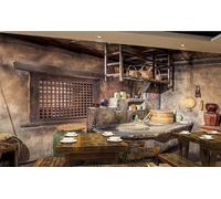 rskjdghshd Mural Personnalisé 3D Fond D'Écran De Cuisine Avec Poêle En Terre Cuite-300Cmx210Cm