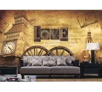 rskjdghshd Papier peint 3D, architecture rétro européenne, amour, peinture décorative, restaurant, café, 430x300cm
