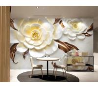 rskjdghshd Papier peint 3D motif floral en relief, peinture à l'huile, pour salon, chambre, café, 400 x 280 cm