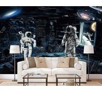 rskjdghshd Papier peint 3D représentant une station spatiale, magnifique ciel étoilé, décoration de salon, café-restaurant, 350 x 245 cm
