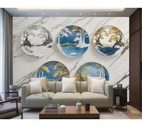 rskjdghshd Papier Peint À Encre Indigo, Plaque Suspendue D'art Moderne, Peinture En Marbre, Mur De Fond De Canapé TV, Chambre À Coucher, Salon, Étude Murale,3D,250x175cm