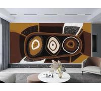rskjdghshd Papier Peint Art Abstrait Moderne Bloc De Couleur Marron Motif Géométrique Peinture TV Canapé Fond Mur Chambre Salon Étude Murale,3D,400x280cm