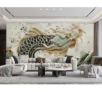 rskjdghshd Papier Peint Art Moderne Dragon Rock Jade Sculpture Peinture TV Canapé Fond Mur Chambre Salon Salle D'étude Murale,3D,400x280cm