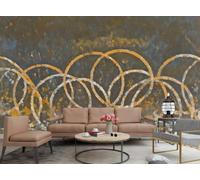 rskjdghshd Papier Peint Art Moderne Peinture À L'huile Belle Orange Dix Anneaux Encre Paysage TV Canapé Fond Mur Chambre Salon Étude Murale,3D,350x245cm