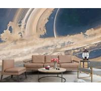 rskjdghshd Papier peint, Art moderne, Univers, Voie lactée, Anneaux de Saturne, Peinture texturée, Canapé TV, Mur de fond de salon, Salle à manger, Chambre, Bureau, Fresque murale, 3D, 150 x 105 cm