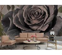 rskjdghshd Papier peint artistique moderne et esthétique, peinture murale texturée 3D à motifs de roses grises, mur de fond pour canapé ou salon/chambre, 400 x 280 cm