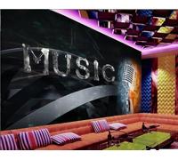 rskjdghshd Papier Peint Cool Noir Tridimensionnel Glace Et Feu Microphone Musique Thème Discothèque Bar Restaurant Occidental Fond Mural Après-midi Thé Café Papier Peint,3D,300x210cm