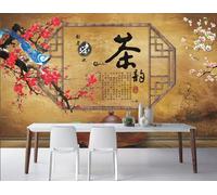 rskjdghshd Papier peint décoratif rétro, culture du thé, restaurant, café, fresque murale 3D, 150 x 105 cm