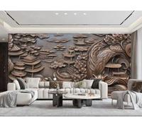 rskjdghshd Papier Peint En Trois Dimensions Scène De Nuage Relief Sculpture Art Paysage Salon Chambre Fond Mur Papier Peint Hôtel Restaurant Café Mural,3D,430x300cm
